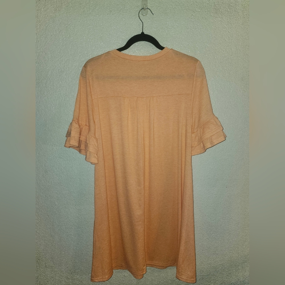 🧡☀️NWT New In "Sunny☀️Dress" Orange🧡 Ruffle Sleeves • Pocket on Chest • Large - Picture 11 of 11